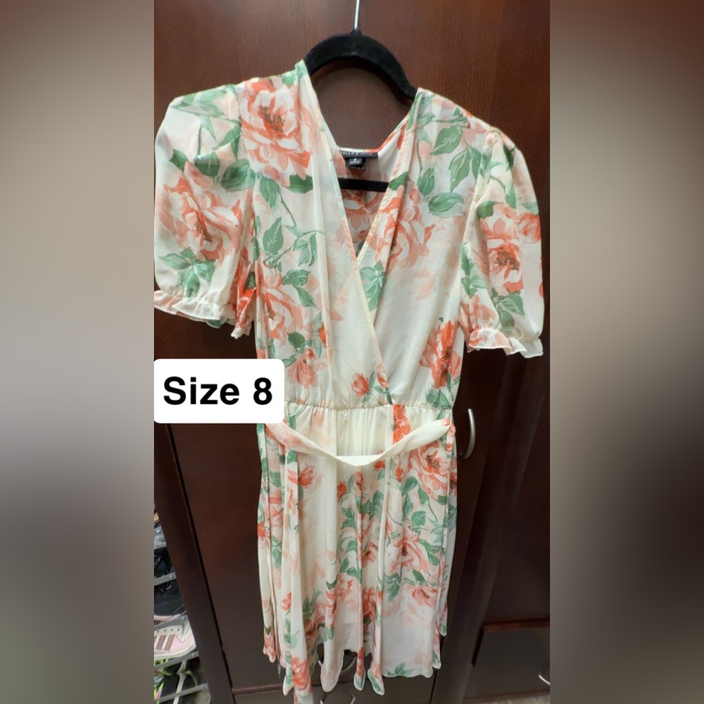Floral V-Neck Dress - Size 8